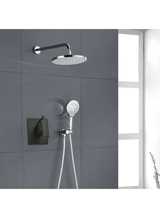 Square Concealed Shower Mixer Trim Plate | Black | Length 19 x Height 4.5 x Length 16 cm | 304 Stainless Steel | Shower Control Valve | Hand Shower Mixer Set | Bathroom Replacement Fixture - Image 1